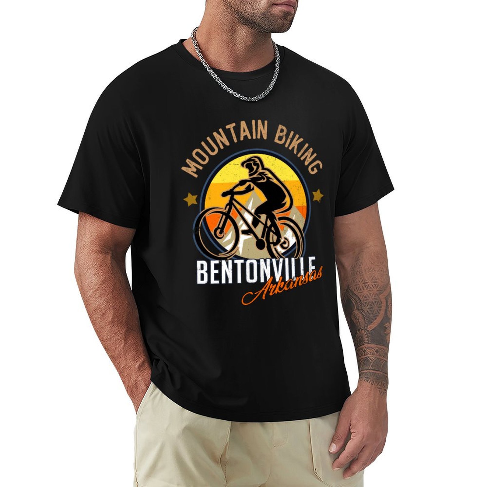 Mountain Biking Bentonville Arkansas - Koszulka rowerowa Bentonville Arkansas, luźny krój,